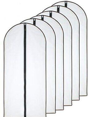Set of 6 Hanging Garment Bags - Breathable Dress Covers for Closet Storage